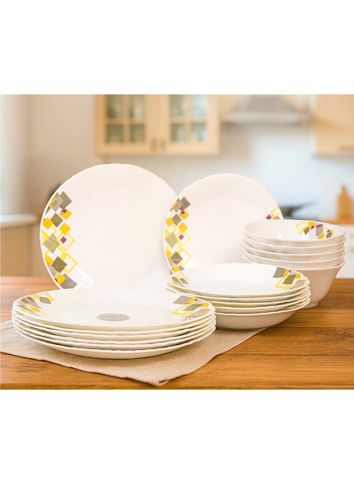 Melrich 12 Pcs Opal ware Dinnerware set 4 x Dinner plate 4 x Dessert Plates 4 x Bowls Dishwasher Microwave safe Scratch Resistant