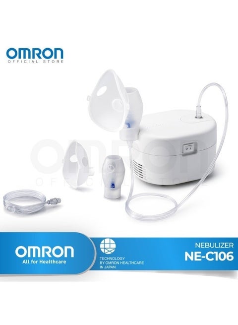 Omron Ultra Compact & Low Noise Compressor Nebulizer NEC-106 For Child & Adult White