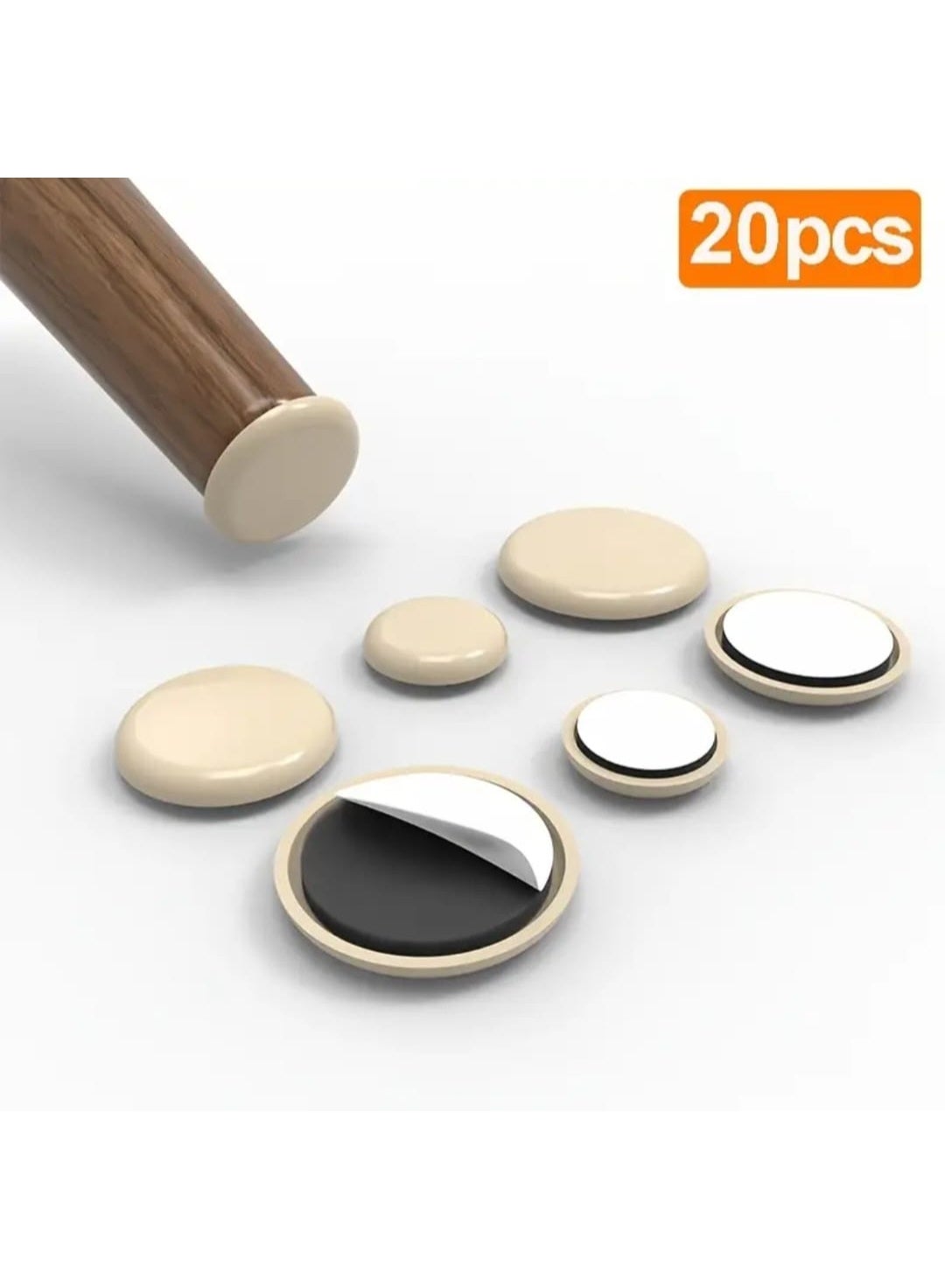 20 Pcs Self-Adhesive Carpet Furniture Glides, Round Chair Leg Sliders with Easy Move Protective Covers for Home Furniture