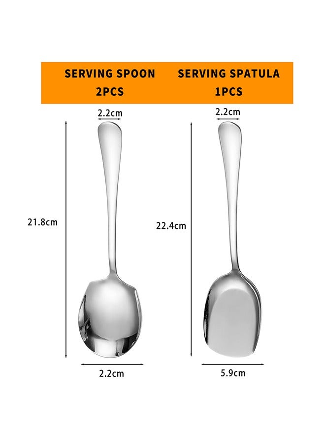 Three stainless steel spoons, buffet spoons, long-handled large spoons, kitchen utensils, and (silver) large spoons for restaurants and banquets - Image 2