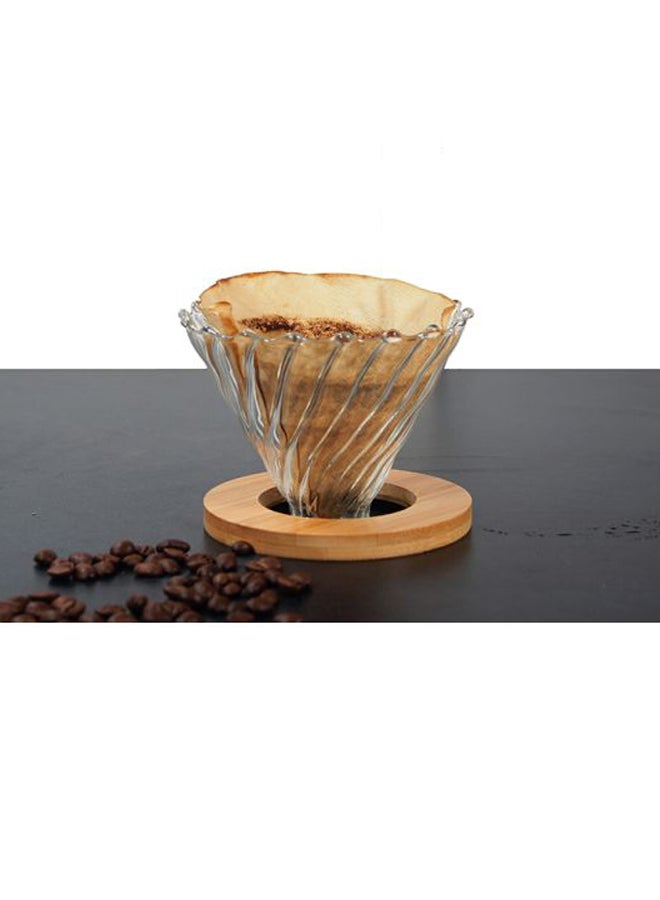 V60 Glass Coffee Dripper With Wooden Base Clear 500ml - Image 2
