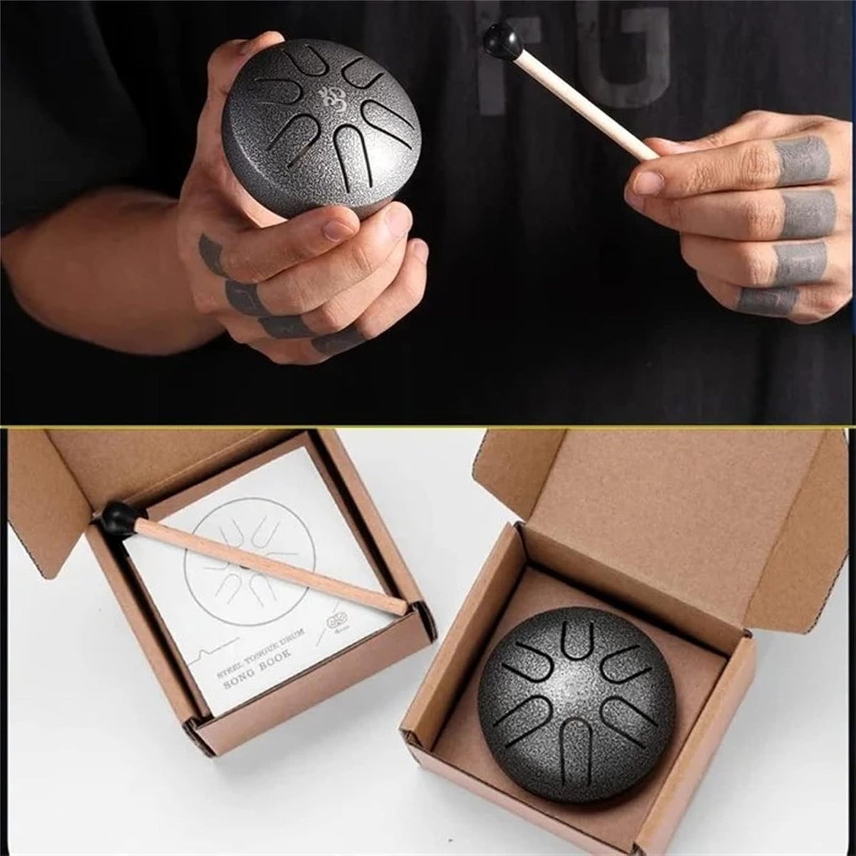 Steel Tongue Drum 6 Notes 3.7 inch, Mini Micro Tongue Drum Percussion Instrument