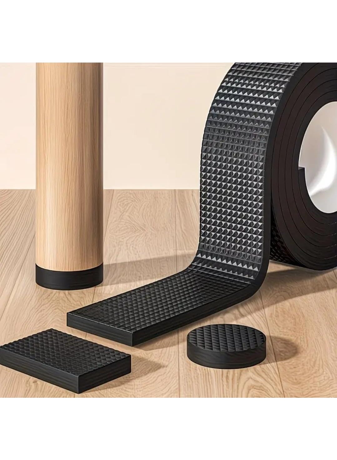 Black Cuttable Non-Slip Furniture Pad – Silent Chair & Table Leg Floor Protector, Thick Noise-Reducing Mat for Home & Office