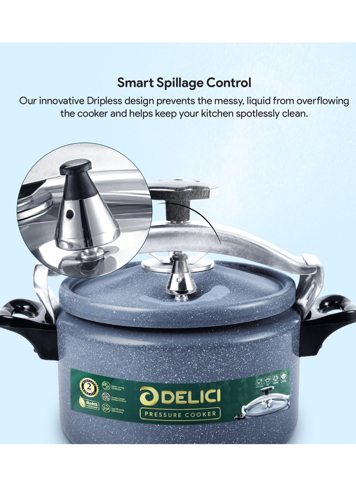 Aluminium Pressure Cooker 7 Litre – Heavy-Duty Durable Body & Lid, Fast & Safe Cooking, Heat-Resistant Strong Base, Safety Locking Mechanism, Long-Lasting Rubber Gasket, ISI Certified – DPC 7G, 2-Year Warranty - Image 4