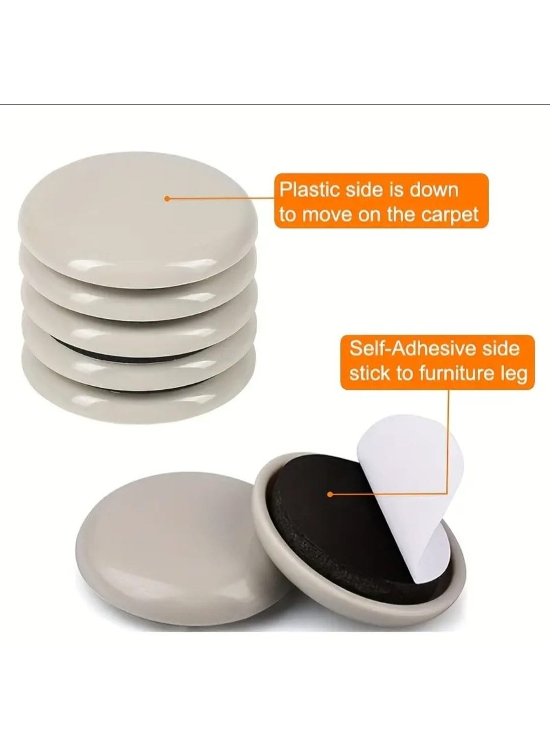 20 Pcs Self-Adhesive Carpet Furniture Glides, Round Chair Leg Sliders with Easy