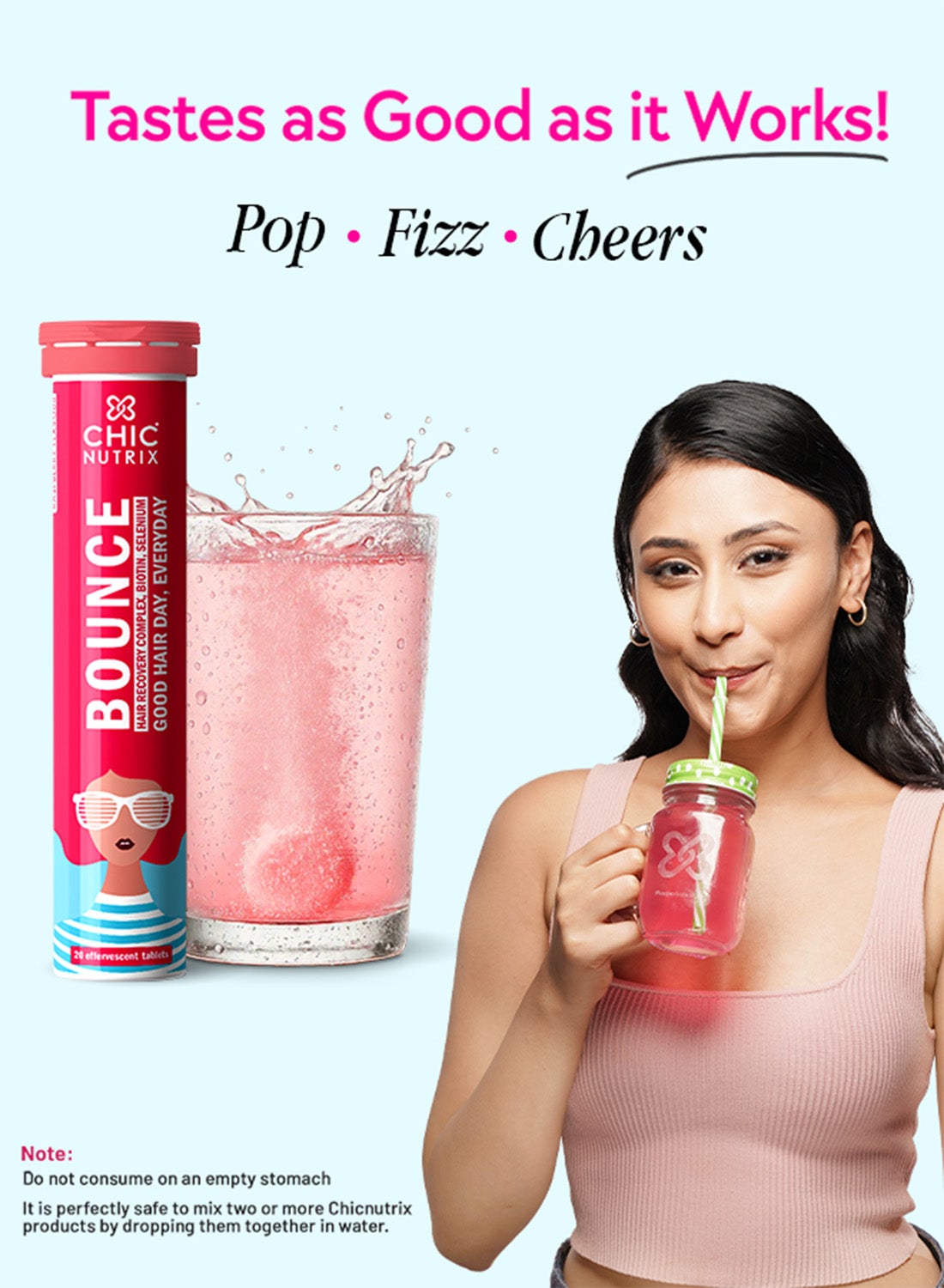 Bounce - Biotin and Keratin Booster for Hair Growth & Hair fall Control - 20 Effervescent Tablets, Raspberry Flavour - Image 6