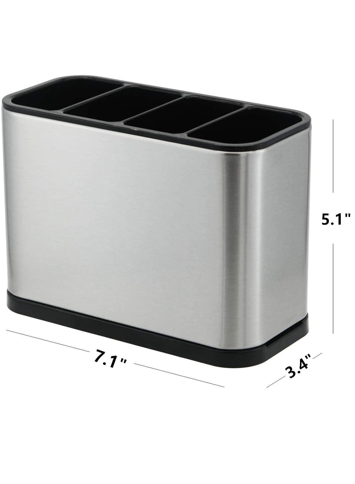 Kitchen Utensil Crock Holder 4 Divider Stainless Steel Kitchen Storage Organiser Cutlery Holder Anti Slip Water Draining Design Easy to Clean for All Kitchens Countertop - Image 3