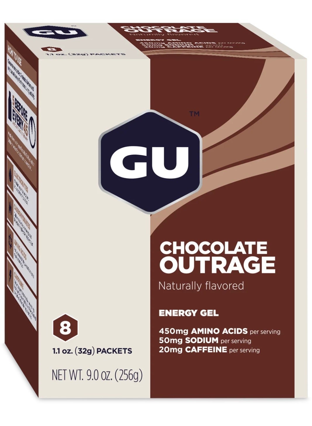 Chocolate Outrage Naturally Flavored, Energy Gel, 8 Packets each 1.1 oz (32g) - Image 3