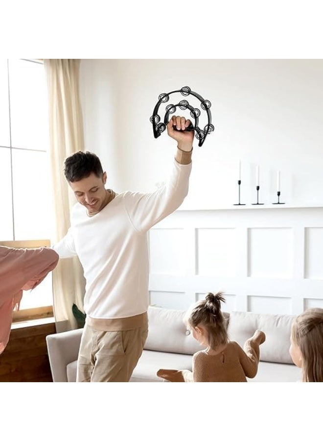 Megarya Double Row Metal Jingles Half-Moon Tambourine Versatile Percussion for Dynamic Performances(Black) - Image 6