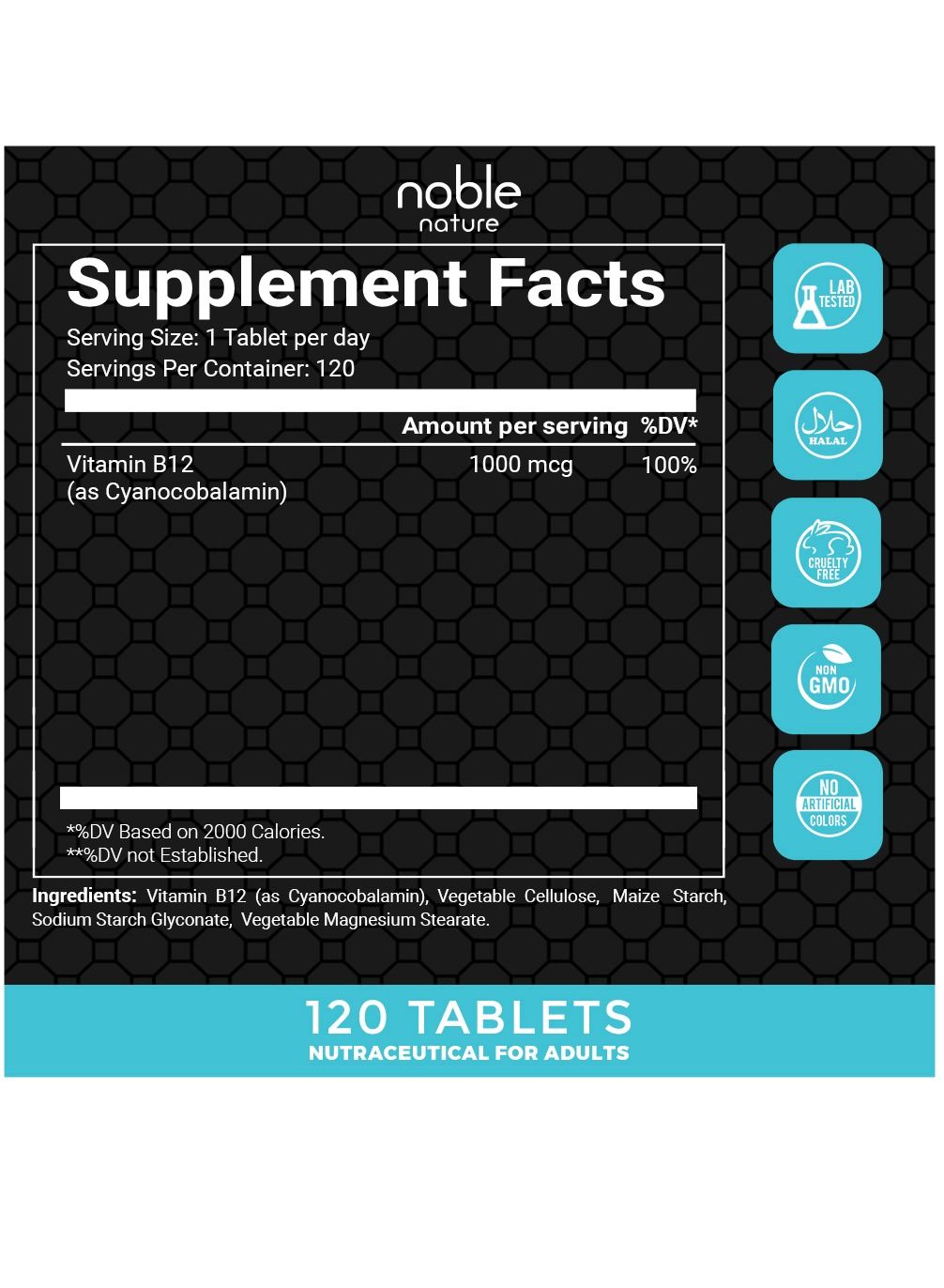 Vitamin B12 1000 mcg, Dietary Supplement For Energy Metabolism Support 120 Tablets, 120 Days Supply - Image 2