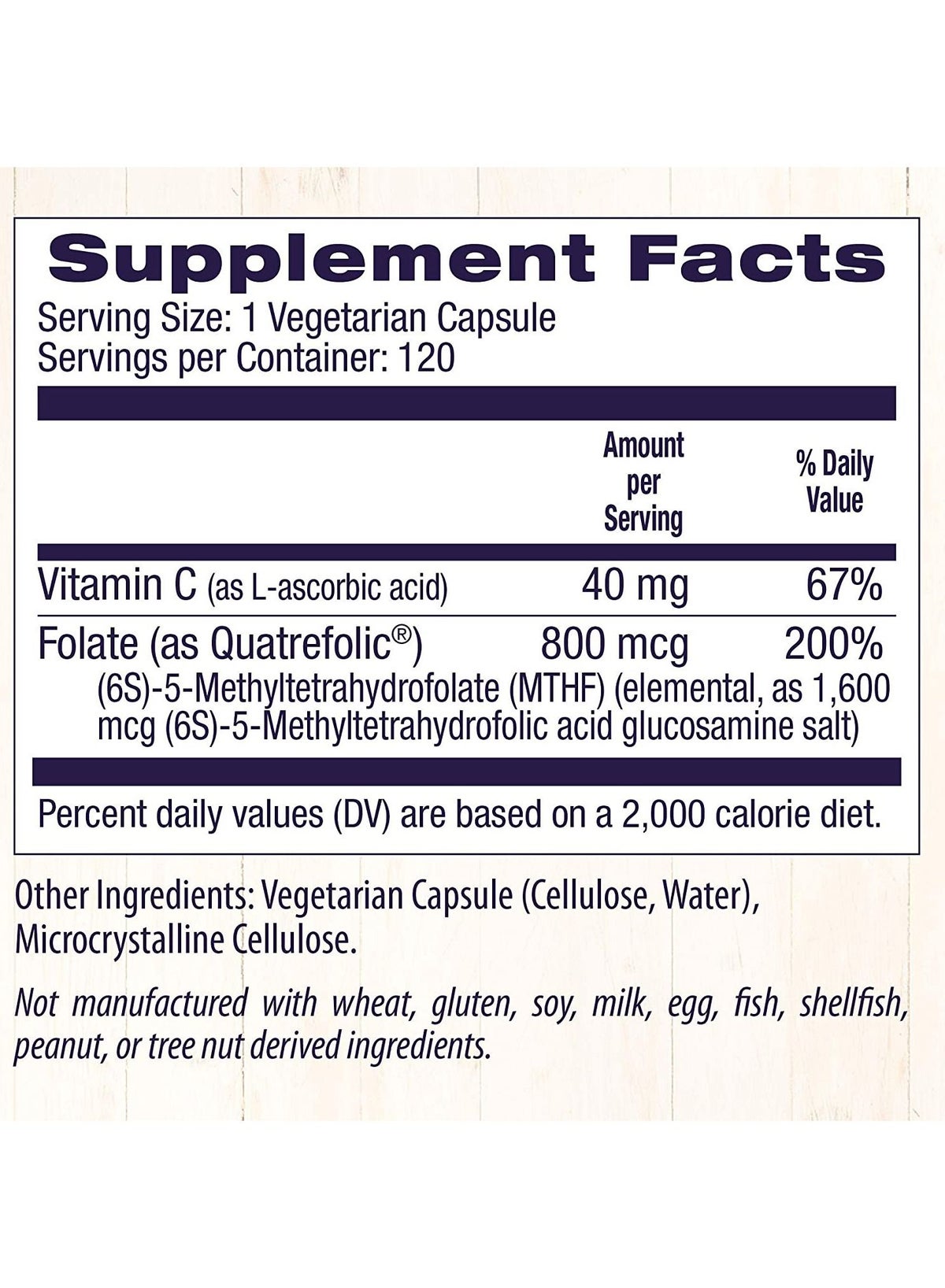Methyl Folate Bioactive - The more stable, bioavailable, and soluble form of folate(Quatrefolic) - 800mcg - 120 Veggie Caps - Dietary Supplements - Image 4
