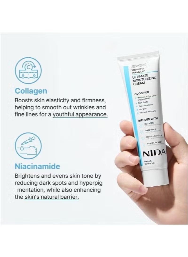 Youthful Formula™ Ultimate Moisturizing Cream | Centella Asiatica, Niacinamide, Hyaluronic Acid, Collagen | Wrinkles, Fine Lines, Dark Spots, Dry Skin, Redness | 3.38 fl. oz., 100ml - Image 4