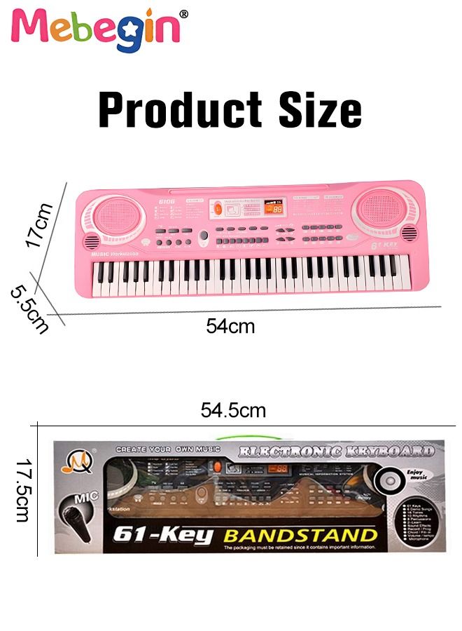 61-key Piano Keyboard Toy with Microphone, Multifunctional Electronic Piano Toy, Preschool Learning Educational Instruments Toy, Great Toddler Musical Toy, Suitable for Kids and Beginners to Practice, 54*17*5.5cm, 4 AA Batteries Required(Not Included) - Image 3