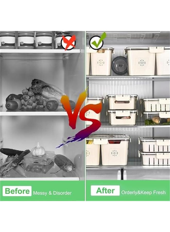 Fridge Organizers and Storage, Medium 3-in-1 Draining Crisper with Strainer for Fruits Vegetables Airtight Vent & Drain Organizer - Image 5