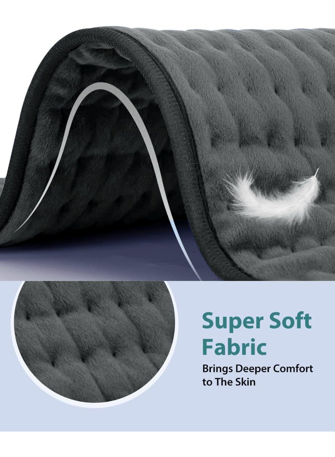 Electric Heating Pad for Back Pain Relief, Large 60×30cm Double Flannel Heating