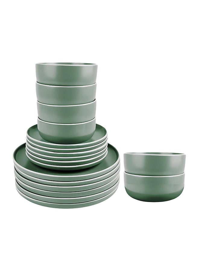 18-Piece Stoneware Dinner Set Plates, Dishes, Bowls, Serves 6 Green - Image 5