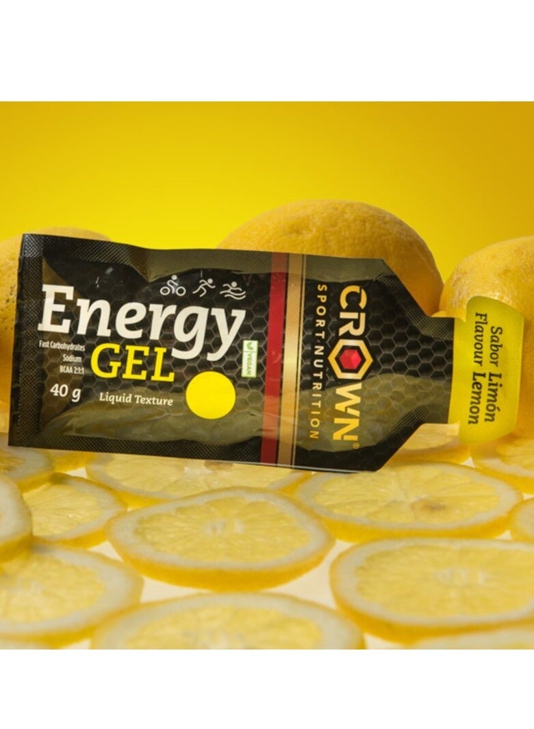 Crown Sport Nutrition 12 x Energy Gels, 40 g Liquid Texture, Carbohydrates, Amino acids and Electrolytes, Lemon Flavor - Image 3