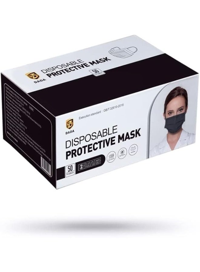 Disposable Face Mask with Comfortable Ear Loop (50 Pieces, Black) - Image 3