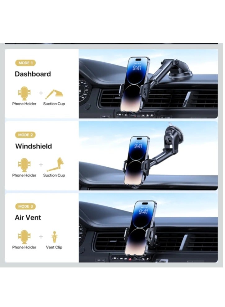 Car Phone Holder, Mobile Holder For Car Long Arm Phone Holder Car for Dashboard Windshield Air Vent【Heat-Resistant Strong Suction Cup】Car Mobile Holder Compatible with All Smartphones - Image 5