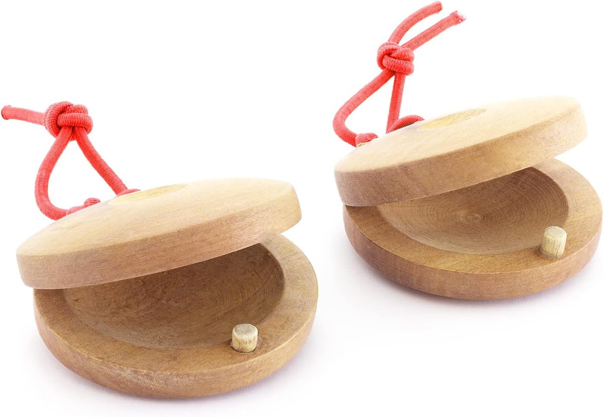 TIGER CAS14-NT Wooden Castanets - Finger Clackers Clappers - Two Pairs (4 Shells)