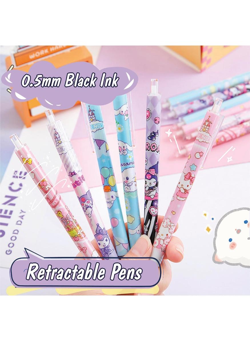 Cute Kuromi Anime School Supplies Set, Kawaii Stationery Set for Girls, Purple Rollerball Pens, Pencil Case, Notebook, Sticky Notes - Image 4