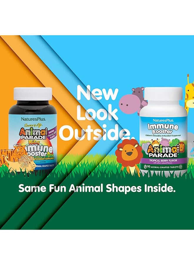 Immune Booster Animal Parade Kids Antioxidant Supplement Tropical Berry Flavor 90 Chewable Tablets - Image 2
