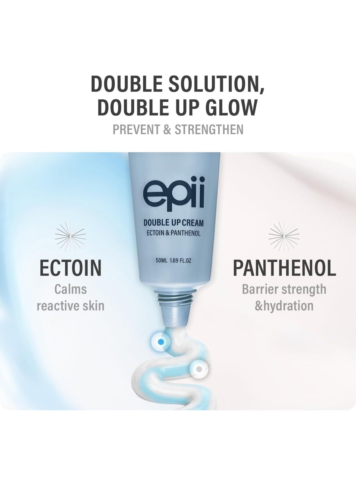Double Up Cream | face moisturizer | ectoin | panthenol | squalane 15% | B5 | dry skin | sensitive skin | soothing | calming | korean skincare | 50ml - Image 2