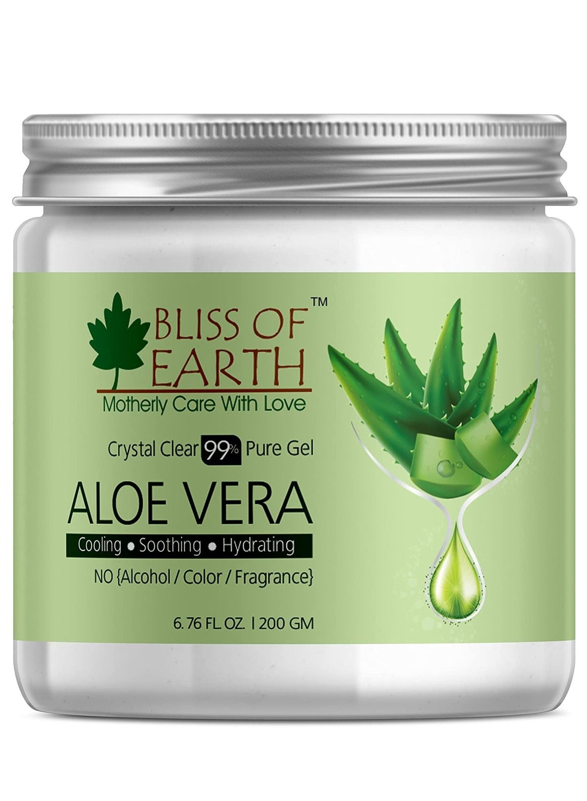 Bliss of Earth 99% Pure Aloe Vera Gel For Hair & Face, Crystal Clear Aloe Gel, 200g