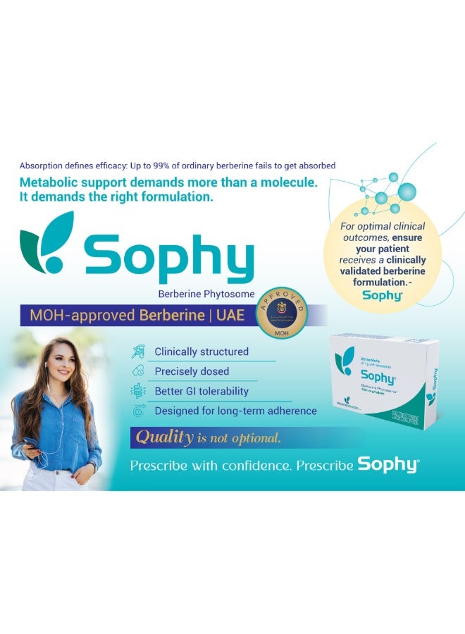 Sophy 550 mg – Berberine Phytosome® Tablets for PCOS & Metabolic Support – 30 Ta