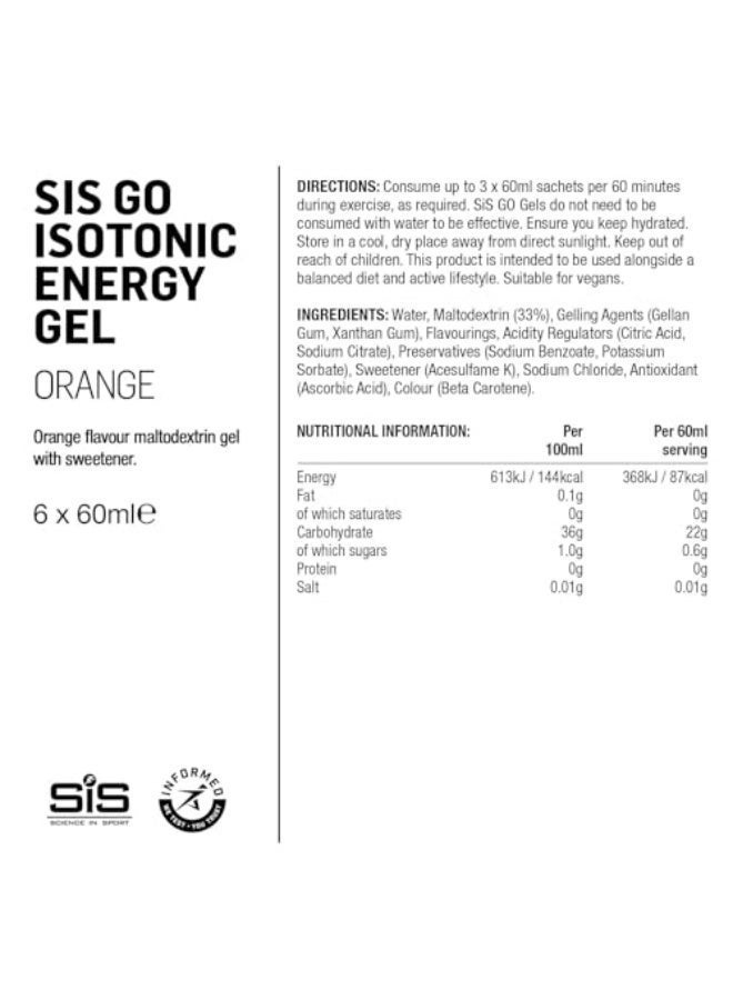GO Isotonic Energy Gels | 22g Carbohydrates | Low Sugar | Easily Digestible | Gl