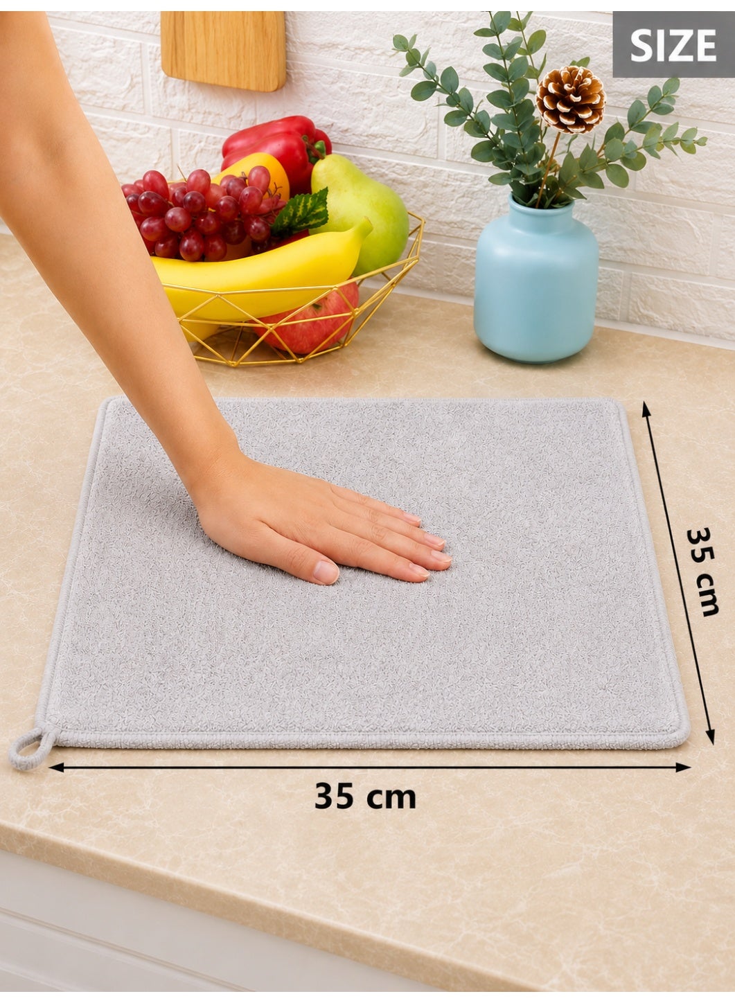6-Pack Microfiber Kitchen Towels 35×35 cm Size – 330 GSM, Highly Absorbent, Quick Dry, Lint Free, Streak Free | Dish & Counter Cleaning - Image 3