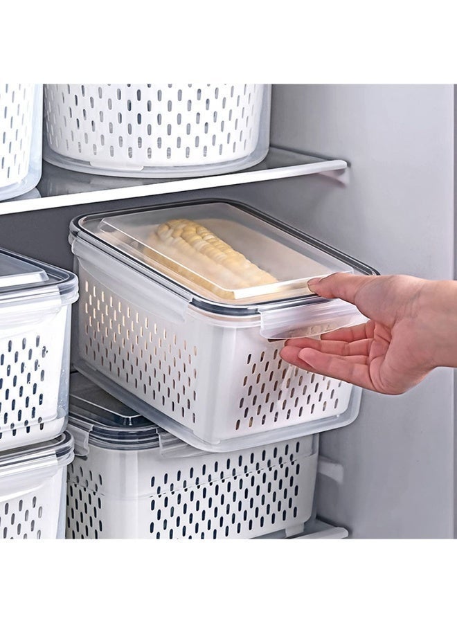 3-Pack Vegetable Storage Containers | Removable Strainer Basket | Airtight Locking Lids | BPA-Free Clear Plastic | 3-Piece Fridge Set 850/1750/3300 ml - Image 2