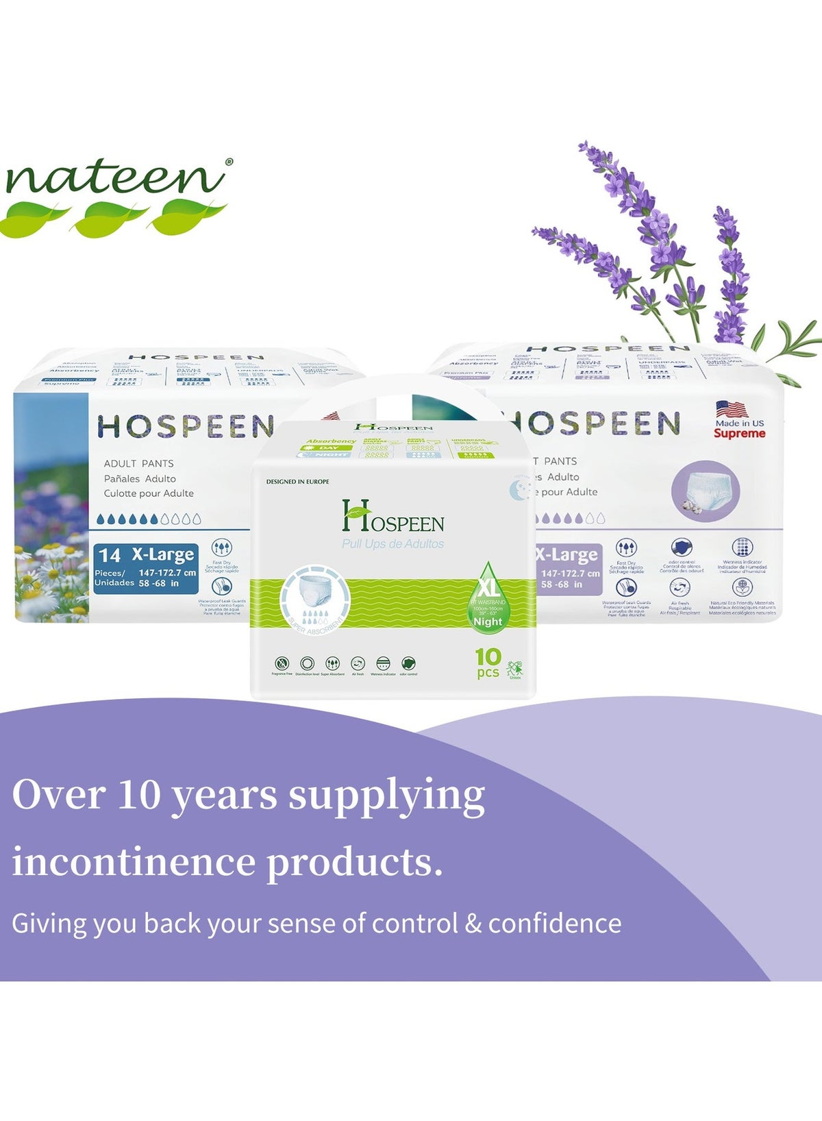 Nateen Hospeen Incontinence Adult diaper pants for Women and Men,Adult Pull Ups Size XL, Period Pants for Women.Waist Size 110-160cm,10 Count Night adult pants diaper. - Image 6
