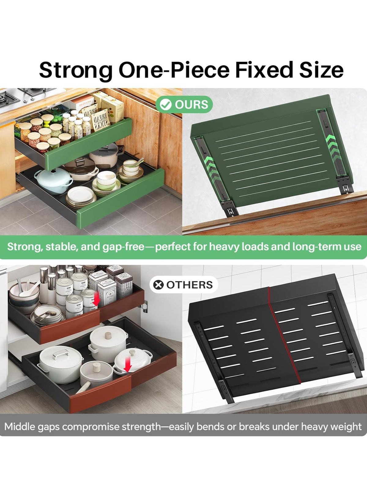 Pull out Cabinet Organizer, 21"Deep,Slide out Drawers for Kitchen Cabinets, Pull