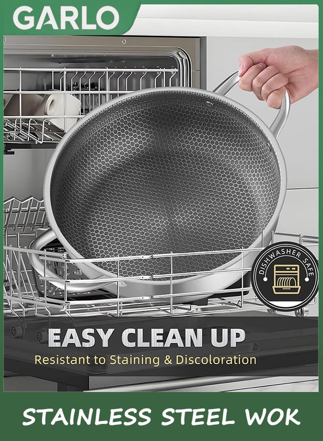 Stainless Steel Saute Pan, Cookware with Lid, 30CM Deep Frying Pan, Nonstick Coo