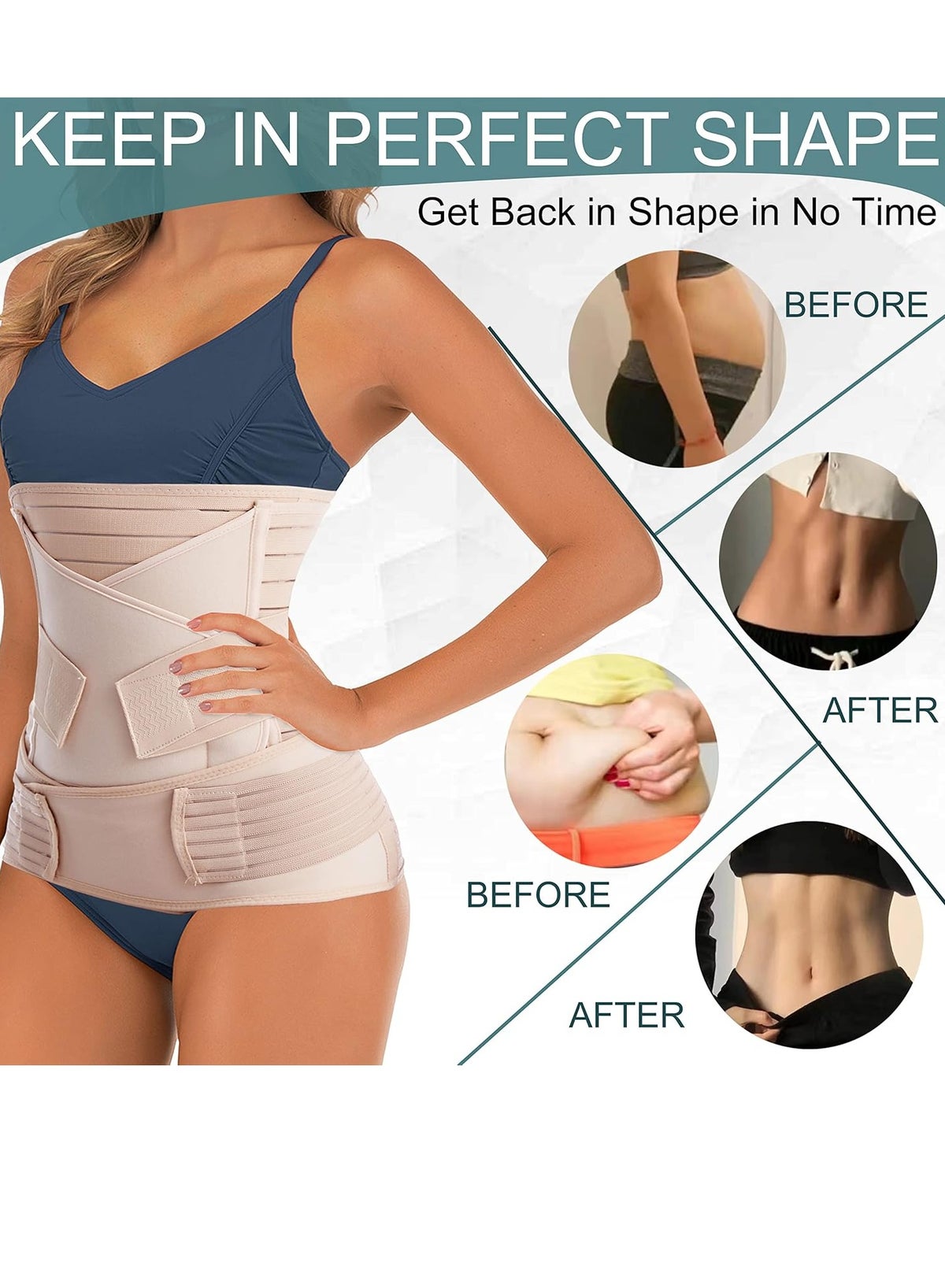 3 in 1 Postpartum Belly Band Post C Section Support Recovery Wrap Abdominal Bind