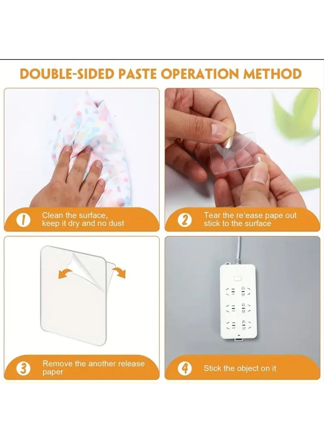 50 Sheet Strong Adhesive Dual-Sided Nano-Transparent Wall Stickers, No Residue R