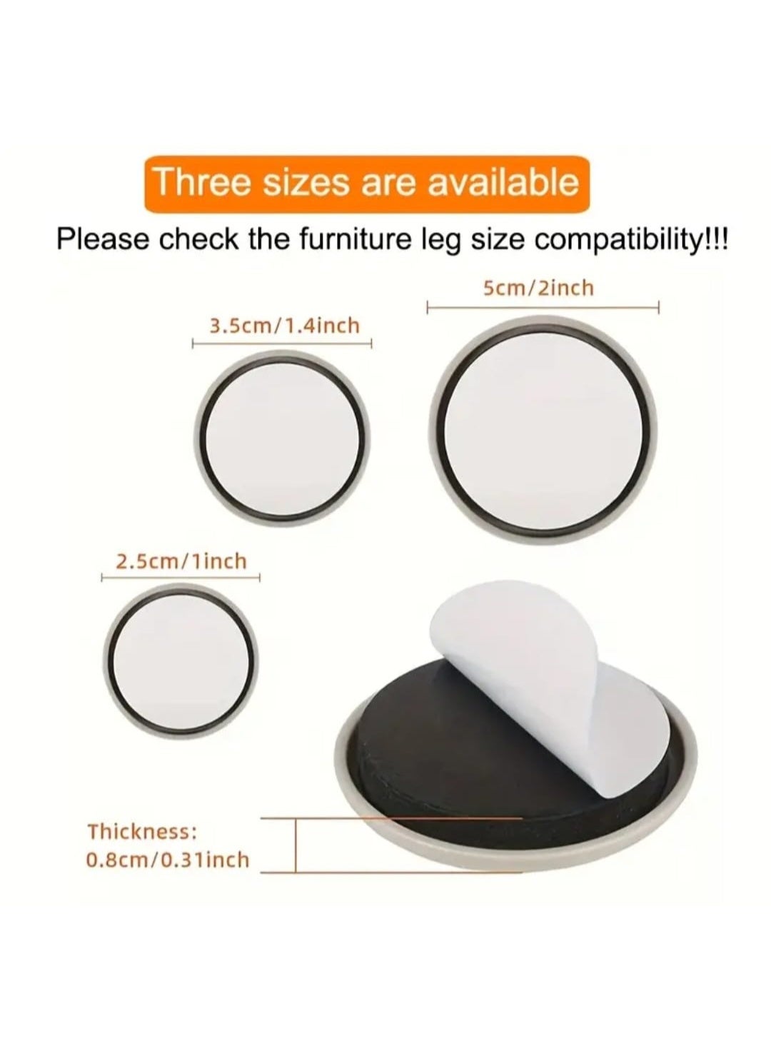 20 Pcs Self-Adhesive Carpet Furniture Glides, Round Chair Leg Sliders with Easy Move Protective Covers for Home Furniture - Image 5