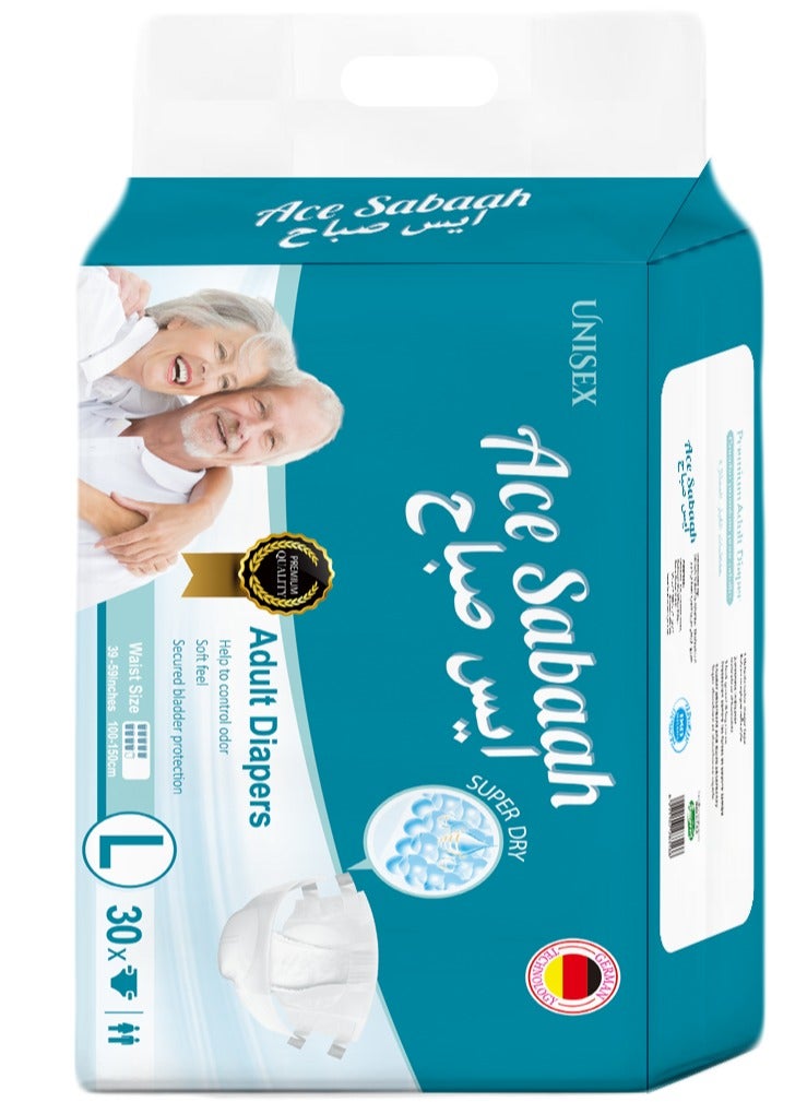 Super Dry Adult Diapers, Size Large, Soft Feel, Pack Of 30, Waist Size 39-59 Inches, 100-150Cm - Image 2