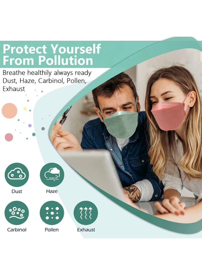 60PCS KN95 Disposable Face Mask, Individually Packaged, Fish Mouth Type 4-Ply Br