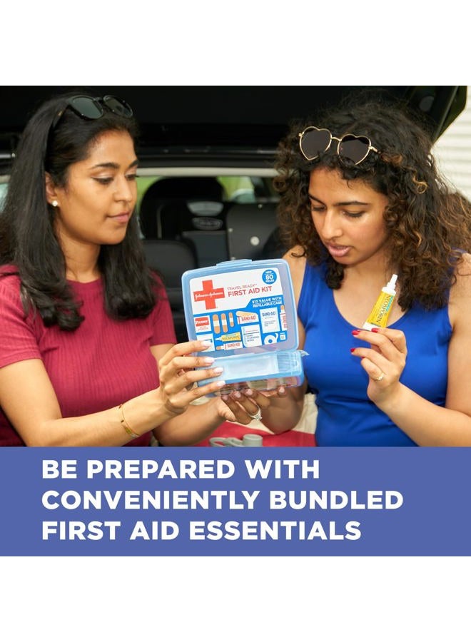 Travel Ready Portable Emergency First Aid Kit for Minor Wound Care with Assorted Adhesive Bandages, Gauze Pads & More, Ideal for Travel, Car & On-The-Go, 80 pc - Image 4
