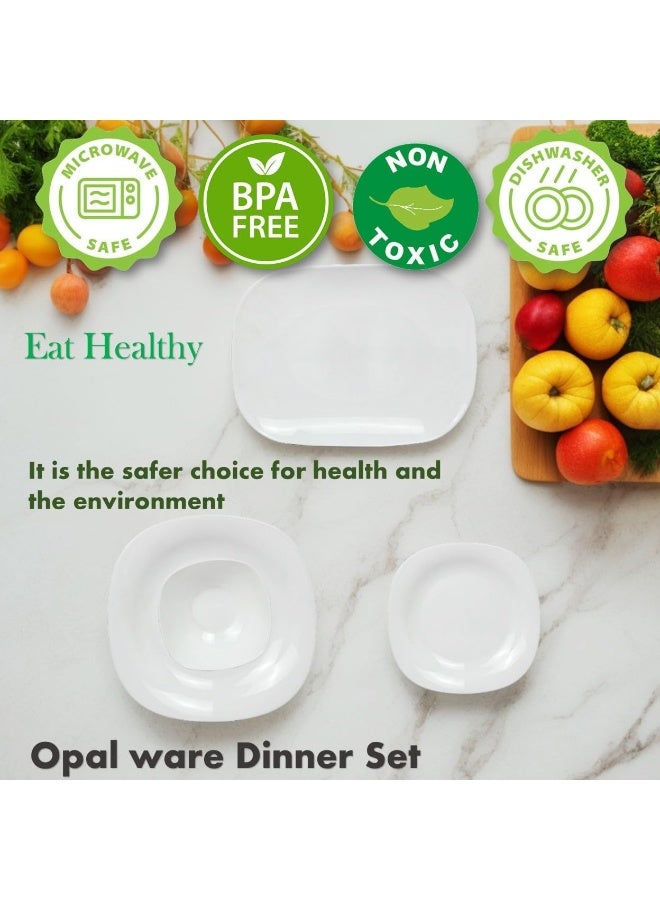 12-Piece Opalware Dinner Set With 4X 29 Cm Dinner Plate, 4X 22 Cm Desert Plate, 4 X 13 Cm Bowl, Serves 4, White - Image 4