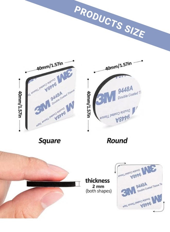100 Pcs Double Sided Tape, Strong Heavy Duty Waterproof Tape, Adhesive Foam Pad Tape, Self-Adhesive Tape, Square & Round, for Home, Office, 40×40mm - Image 3