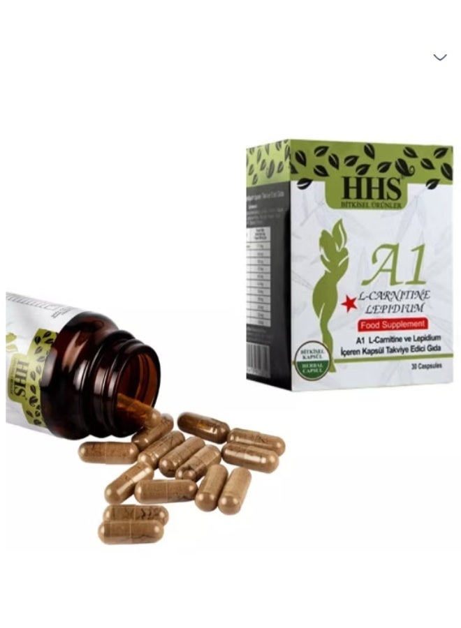 HHS A1 L-carnitine Lepidium - Herbal Weight Loss Food Supplement 30 Capsules - Image 3