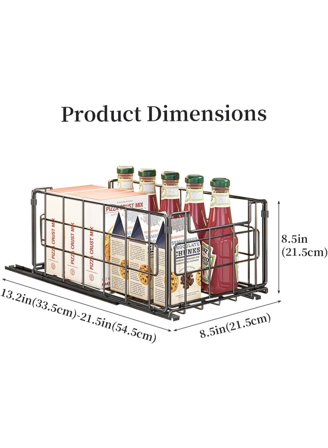 2 Pack Wire Storage Baskets, 35x21.5x17CM Foldable Pantry Organizers Bins and Mesh Storage Black Wire Basket with Handle, Freezer Storage Organiser for Shelf, Cabinets, Bathroom, Closets - Image 3
