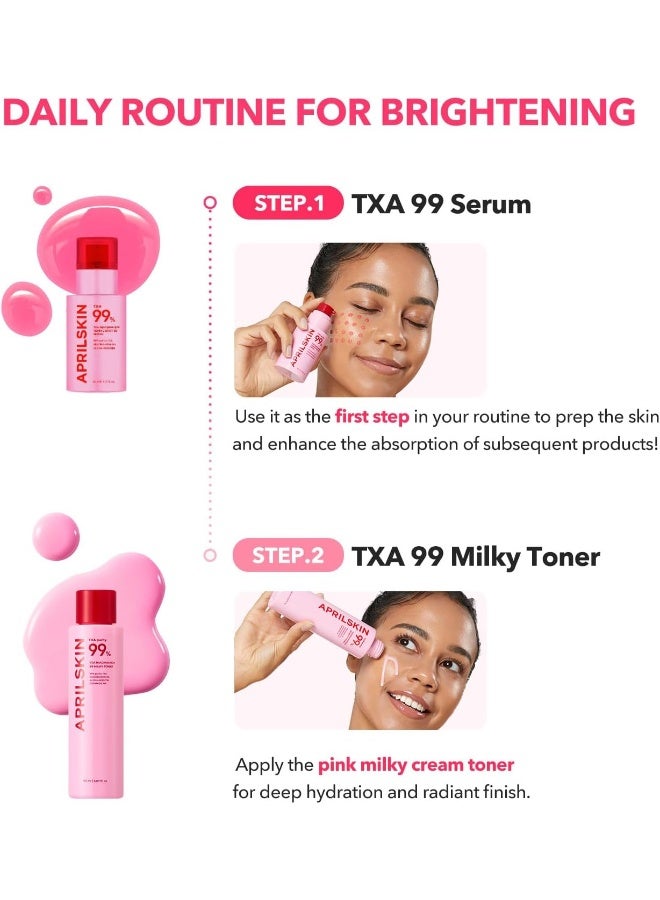 April Skin TXA Niacinamide 99 Pink Milky Brightening Cream Toner Even Skin Tone 150ml - Image 6