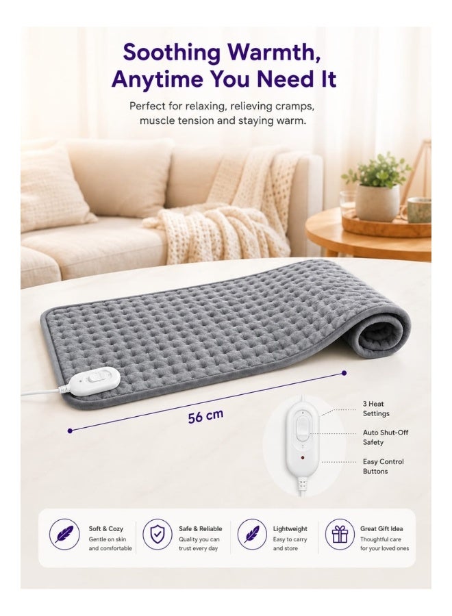 Portable Electric Heating Pad for Pain Relief, Soft Heat Therapy Pad with 10 Hea