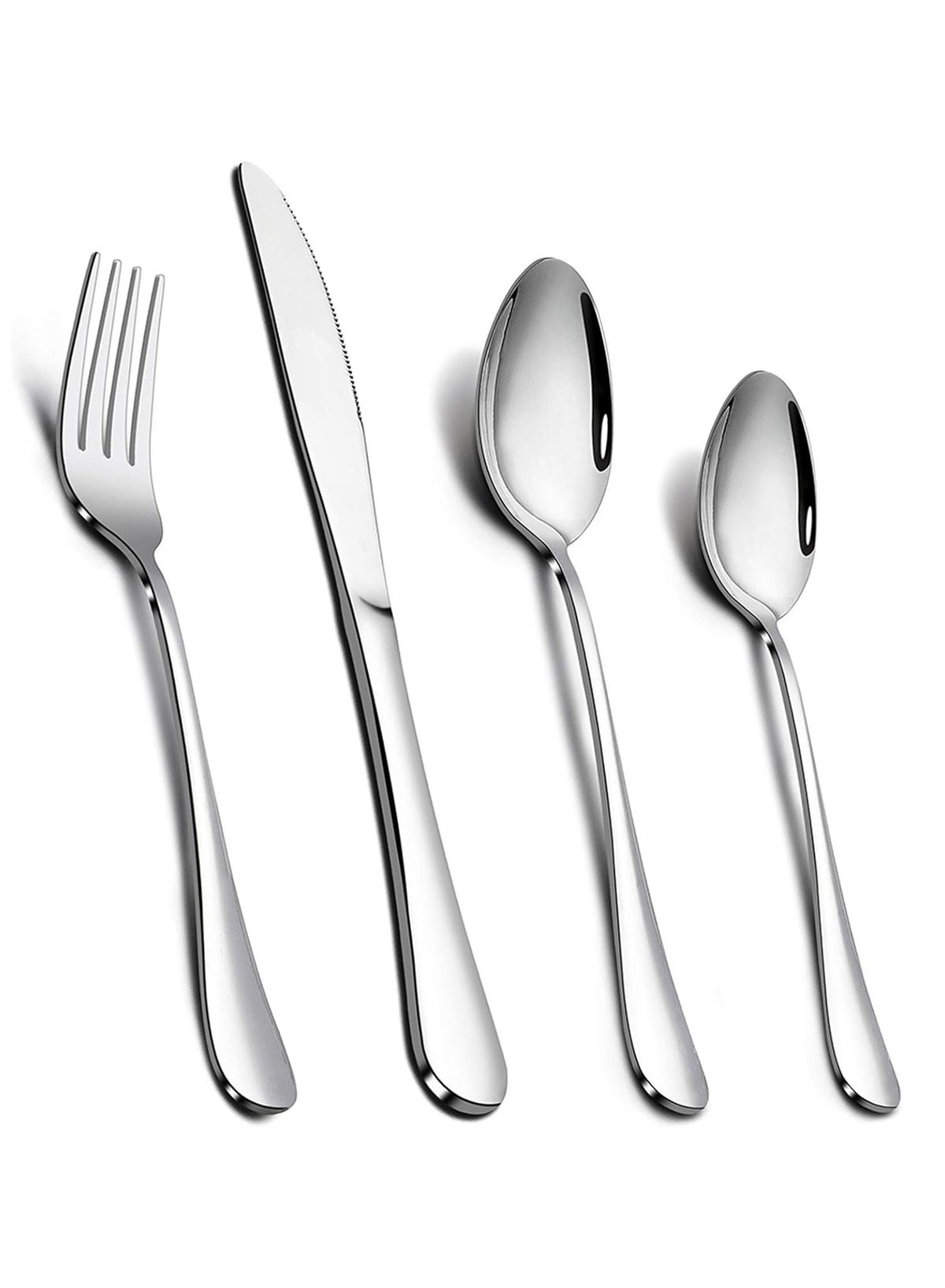 4 Piece Silverware Cutlery Set, Heavy Duty Stainless Steel Flatware for 1, Cutlery Utensil Sets with Knives, Rust-proof, Mirror Polished, Dishwasher Safe Stainless Steel Tableware Cutlery Set - Pack of 4 - Image 2