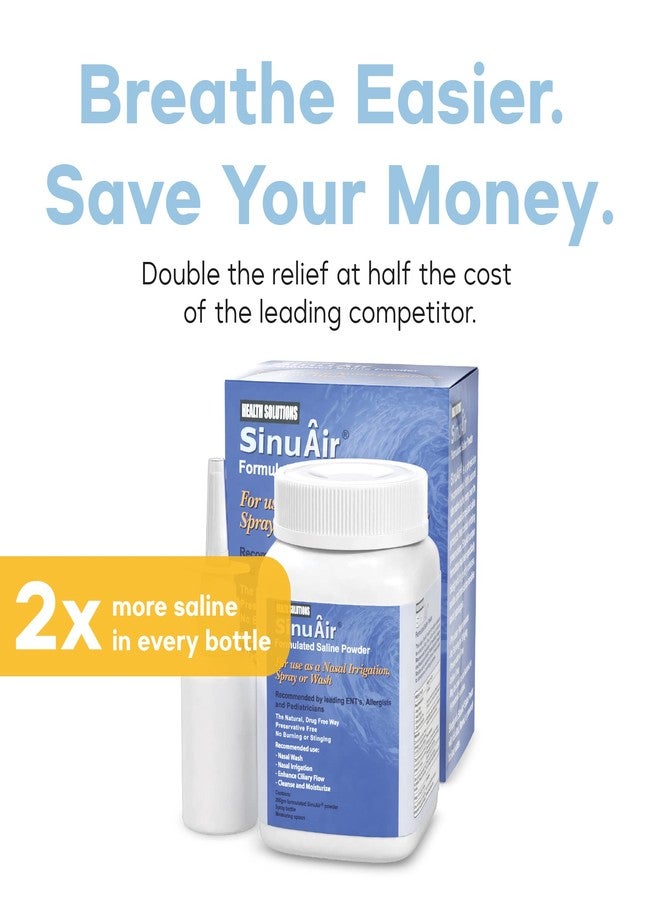 SinuAir Sinus Rinse Salt Solution - Saline Powder for SinuPulse System, Neti Pot Flush, Nasal Wash Squeeze Bottle, & Nose Irrigation, Enhanced Formulation & Cleaning for Sinuses, 200g Bottle - Image 4
