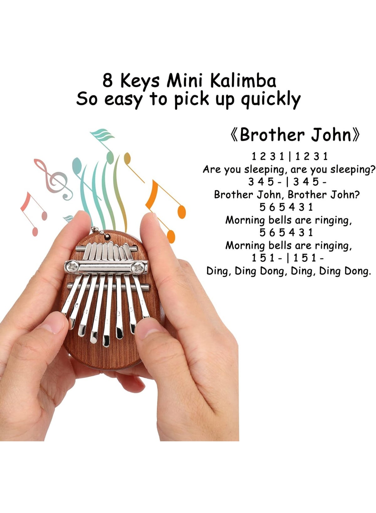 Mini Thumb Piano 8 Keys Wooden Finger Piano With Lanyard, Musical Instrument, Gift For Valentine's Day, Perfect For Adult Beginners & Music Lovers - Image 2